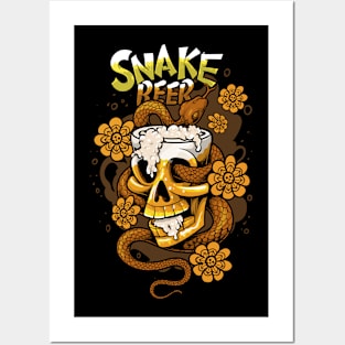 Snake Beer Skull Posters and Art